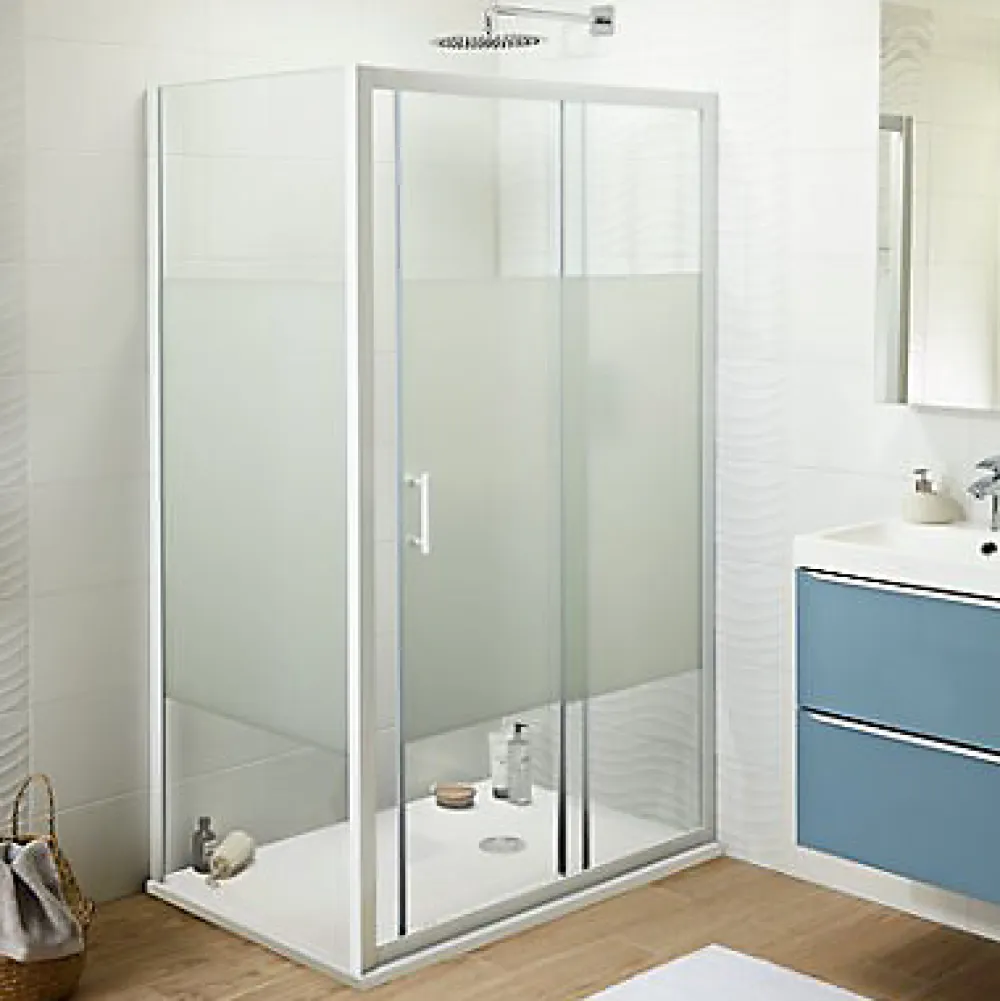 Porte De Douche|Cooke & Lewis Porte de douche coulissante Onega sérigraphié 120 cm