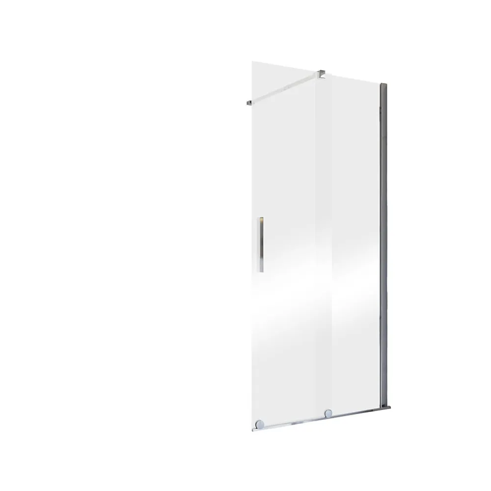 Schulte Porte de douche coulissante avec roulettes l.100 x H.200 cm, verre transparent anticalcaire, profilé chromé, NewStyle