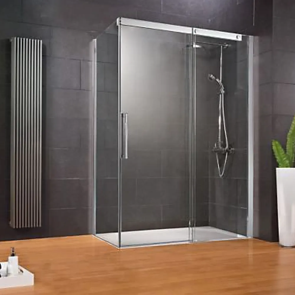 Paroi De Douche|Schulte Porte de douche coulissante avec paroi latérale ouverture droite l.140+90xH.200 cm verre anticalcaire, profilé chromé, MasterClass
