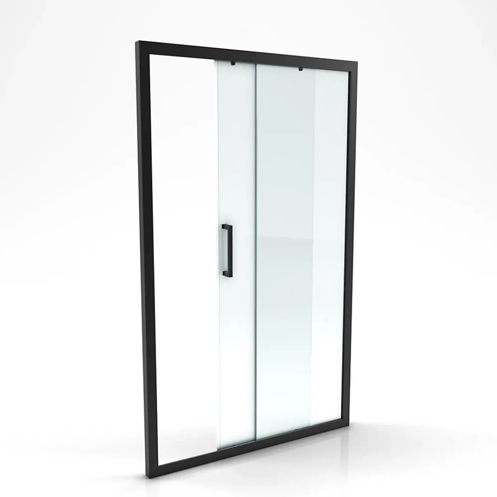 Porte De Douche|Aurlane Porte de douche coulissante 120x200 cm - Verre transparent - Profilé Noir - CRUSH