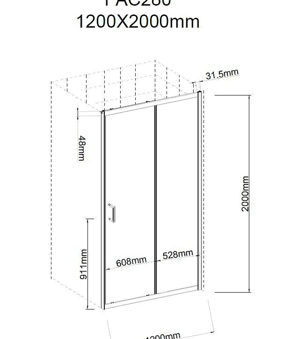 Porte De Douche|Aurlane Porte de douche coulissante 120x200 cm - Verre transparent - Profilé Noir - CRUSH