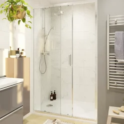 Porte De Douche|GoodHome Porte de douche coulissante l.120 x H.195 cm, verre transparent, profilés alu chrome, Ledava