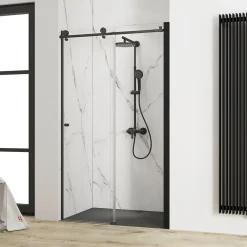 Porte De Douche|Schulte Porte de douche coulissante l.160 x H.200 cm, verre transparent, profilé noir mat, MasterClass