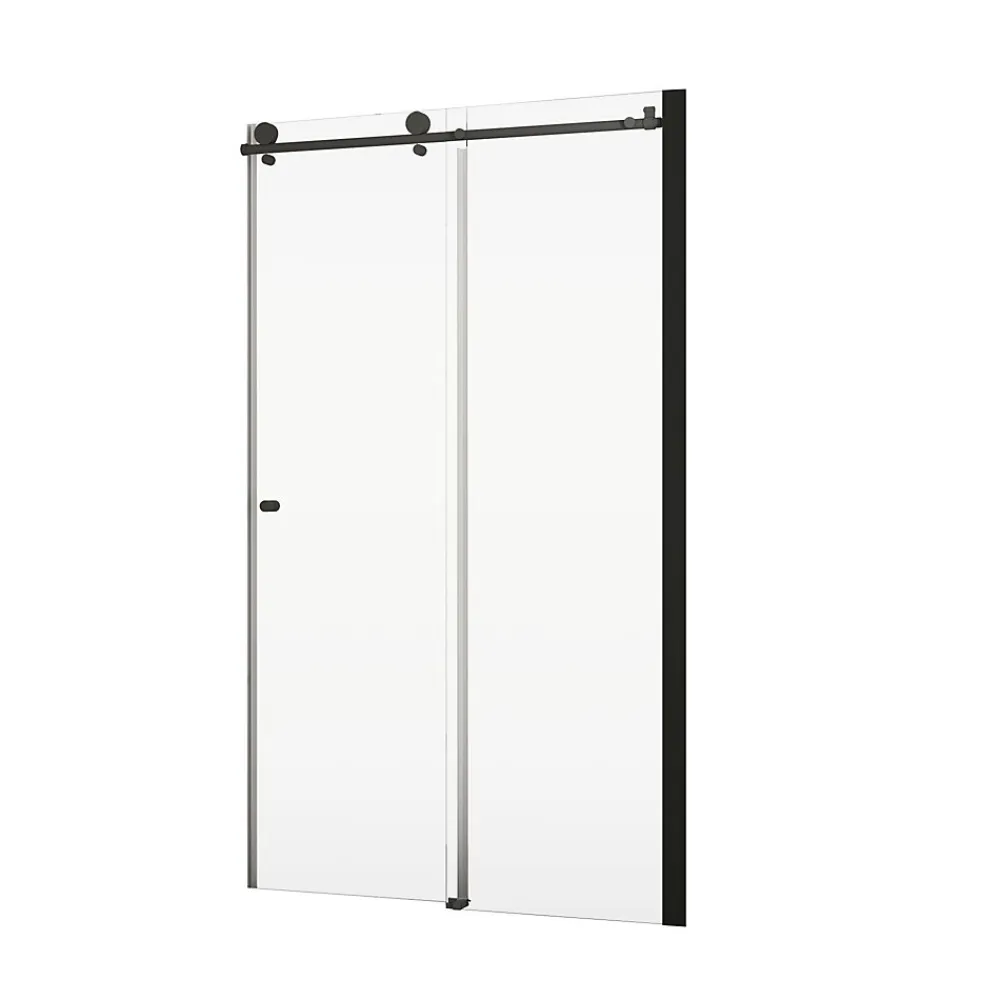 Porte De Douche|Schulte Porte de douche coulissante l.160 x H.200 cm, verre transparent, profilé noir mat, MasterClass
