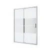 GoodHome Porte de douche coulissante l.140 x H.195 cm, bandes miroir, profilés alu chrome, Ledava
