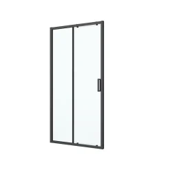 GoodHome Porte de douche coulissante l.120 x H.195 cm, profilés alu noir, Ledava