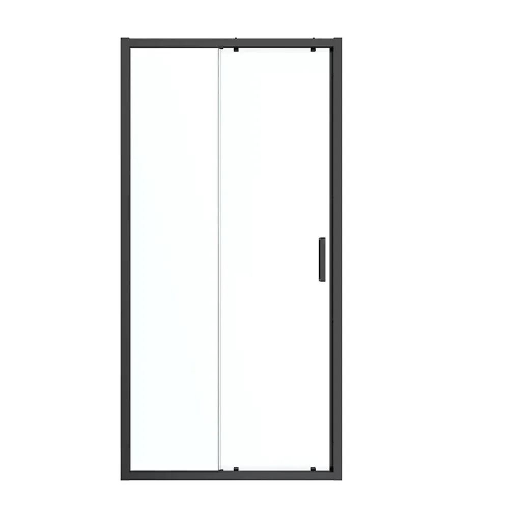 GoodHome Porte de douche coulissante l.120 x H.195 cm, profilés alu noir, Ledava