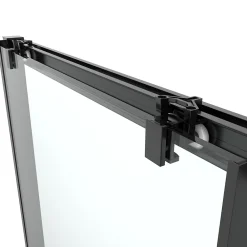 GoodHome Porte de douche coulissante l.120 x H.195 cm, profilés alu noir, Ledava