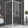 Galedo Porte de douche coulissante et paroi l.120 + 80 x H.185 cm profilés blancs, Spot