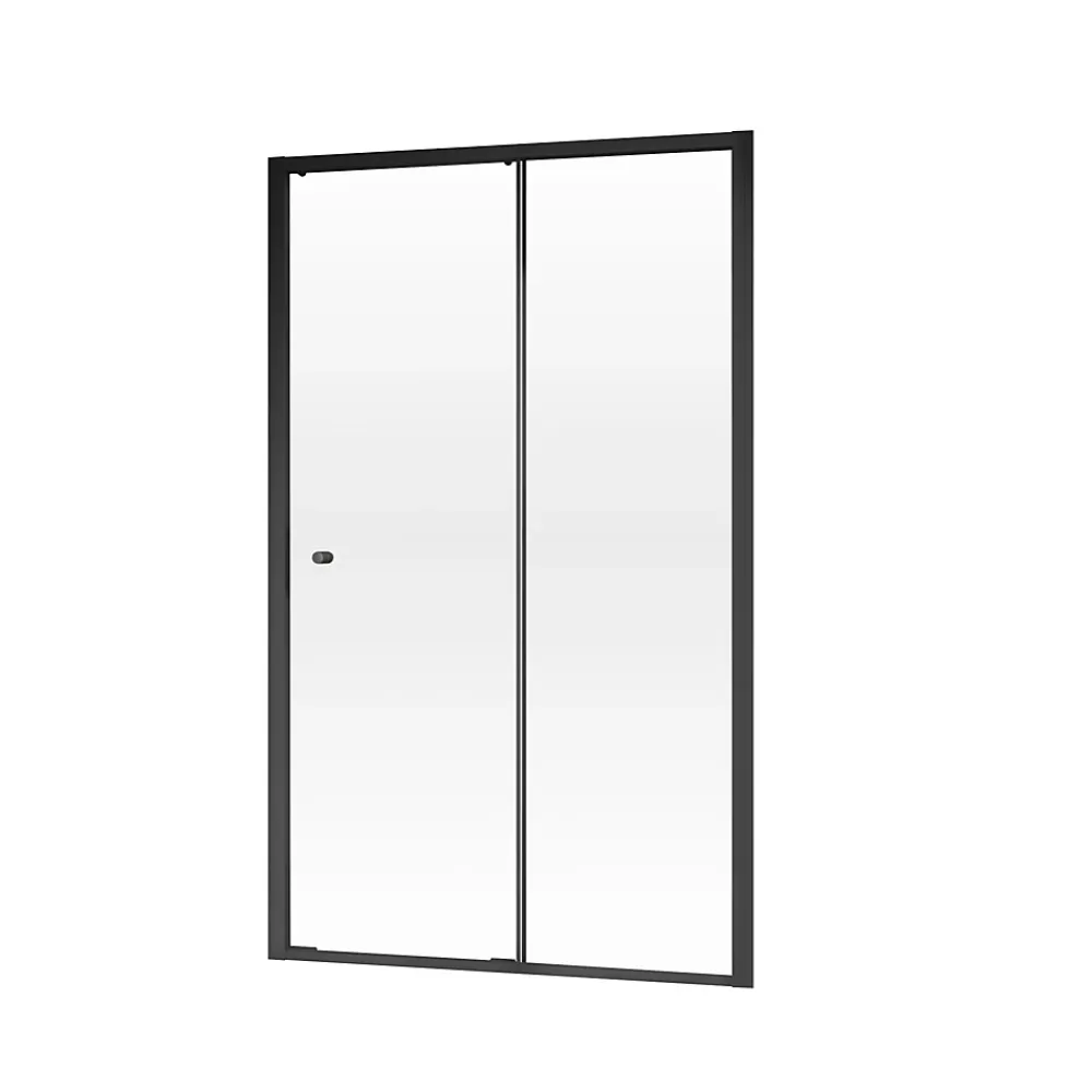 Schulte Porte de douche coulissante droite l.100 x H.200, verre transparent, profilé noir, Trend2.0