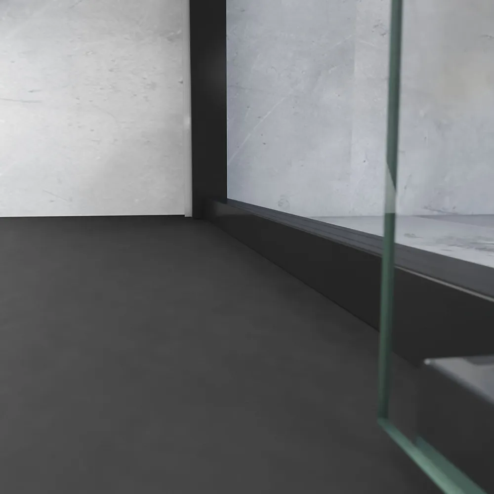 Schulte Porte de douche coulissante droite l.100 x H.200, verre transparent, profilé noir, Trend2.0