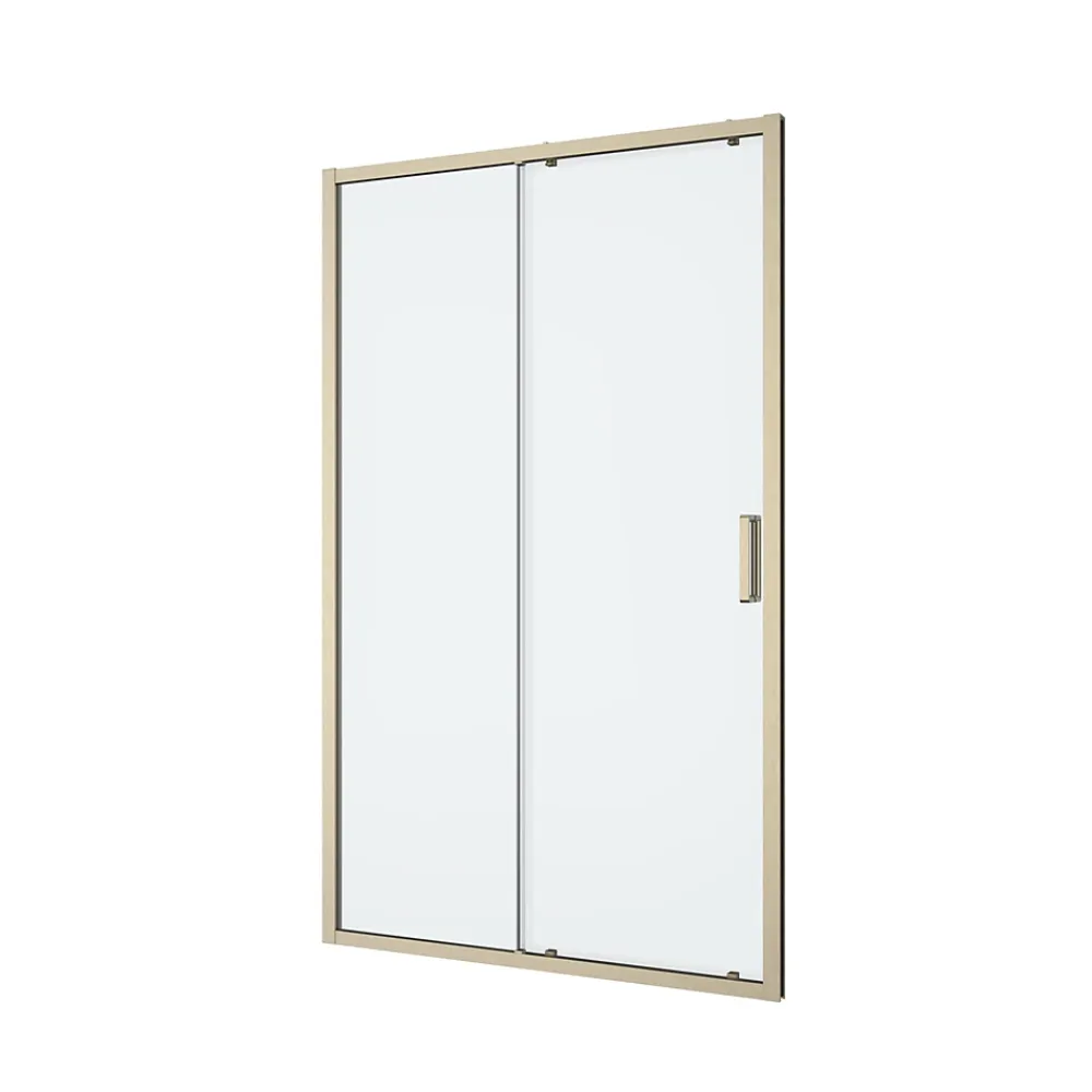 GoodHome Porte de douche coulissante l.120 x H.195 cm, verre transparent, profilés alu finition doré brossé, Ledava