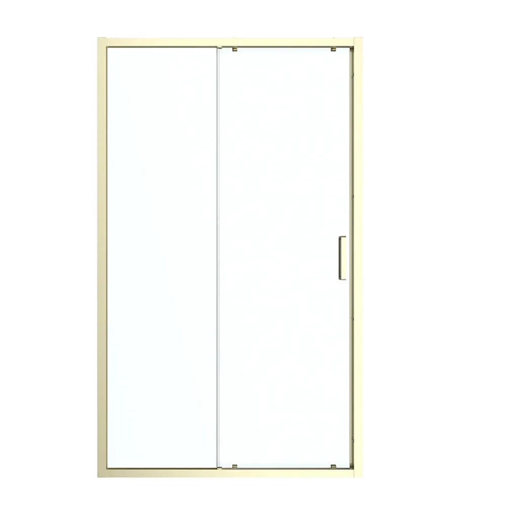 GoodHome Porte de douche coulissante l.120 x H.195 cm, verre transparent, profilés alu finition doré brossé, Ledava
