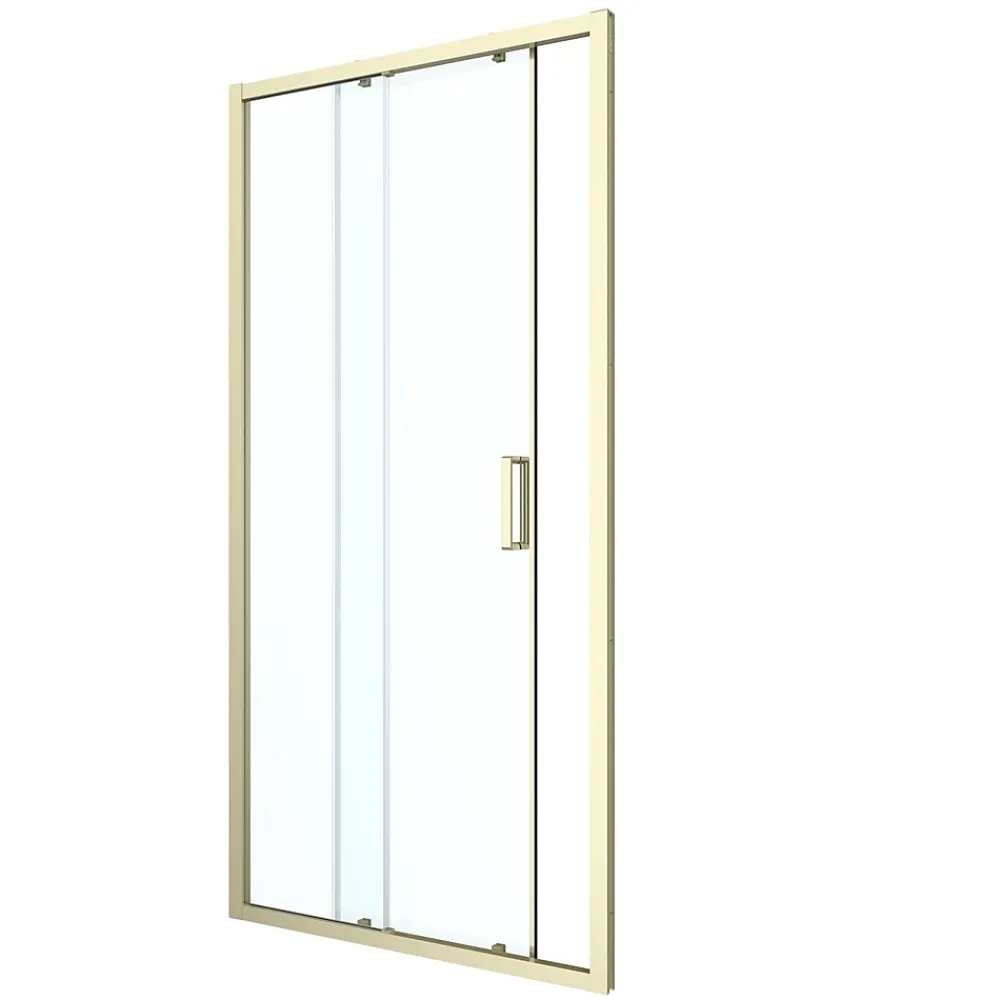 GoodHome Porte de douche coulissante l.120 x H.195 cm, verre transparent, profilés alu finition doré brossé, Ledava