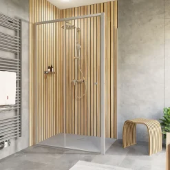 Porte De Douche|Schulte Porte de douche coulissante avec paroi latérale gauche l.120+90 x H.200 cm, verre transparent, profilé alu-argenté, Trend2.0