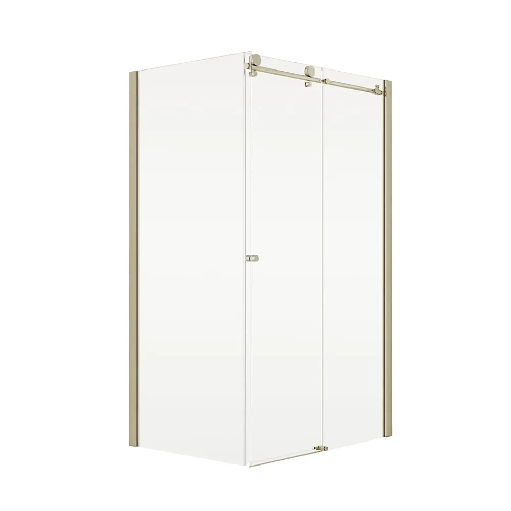 Schulte Porte de douche coulissante avec paroi latérale l.100+80 x H.200 cm, verre transparent, profilé doré mat, MasterClass