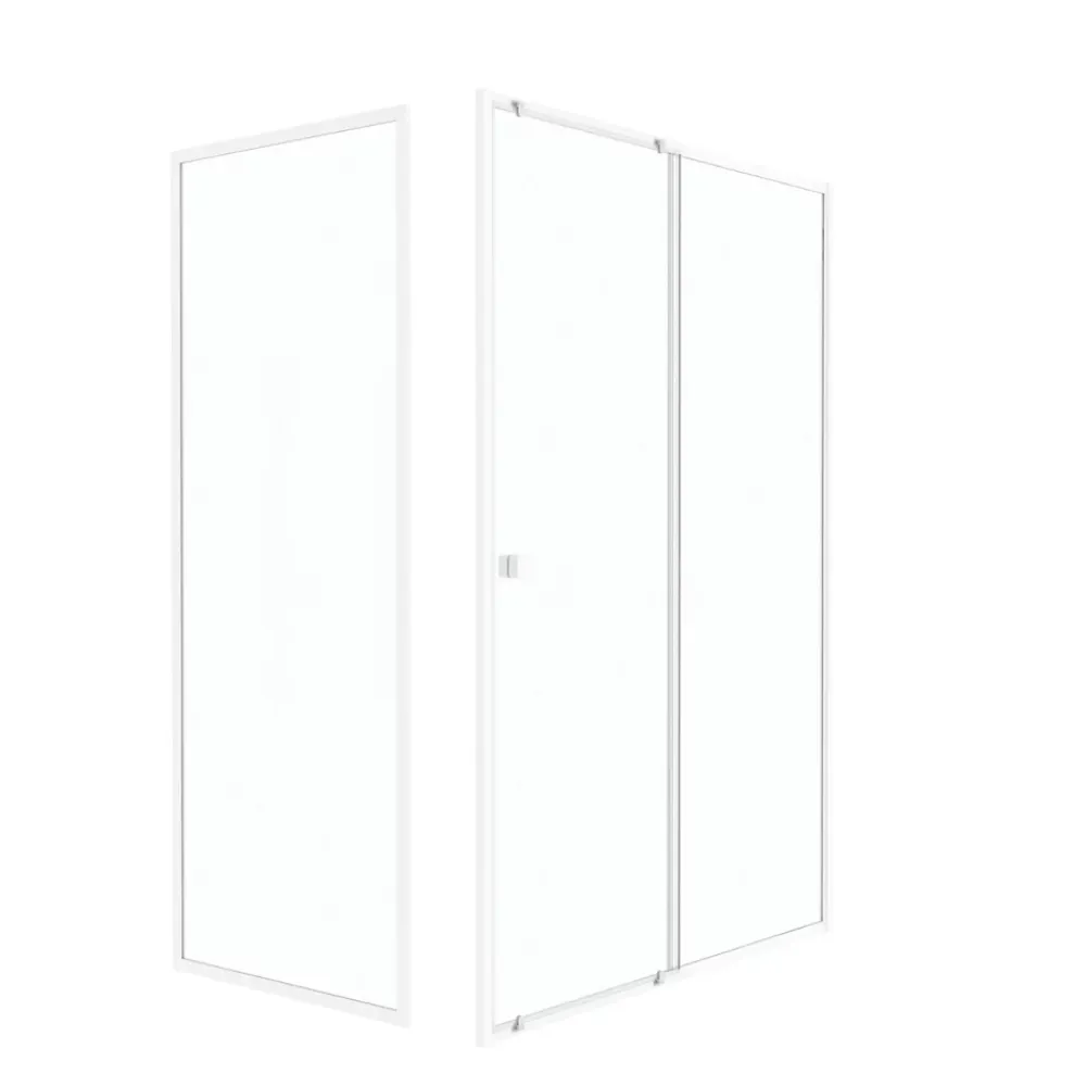 Paroi De Douche|Galedo Porte de douche coulissante et paroi l.140 + 80 x H.185 cm profilés blancs, Spot