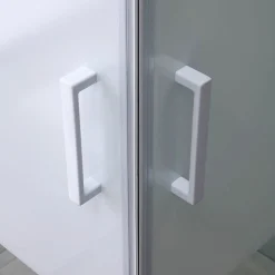 Porte De Douche|Kiamami Valentina Porte De Douche D'angle 75X75 Verre Sérigraphié Profils Blancs - Venere