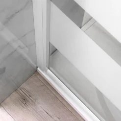 Porte De Douche|Kiamami Valentina Porte De Douche D'angle 75X75 Verre Sérigraphié Profils Blancs - Venere