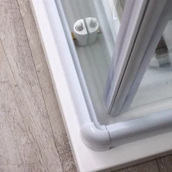 Porte De Douche|Kiamami Valentina Porte De Douche D'angle 75X75 Verre Sérigraphié Profils Blancs - Venere