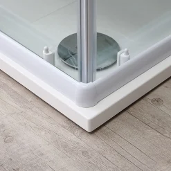 Porte De Douche|Kiamami Valentina Porte De Douche D'angle 75X75 Verre Sérigraphié Profils Blancs - Venere