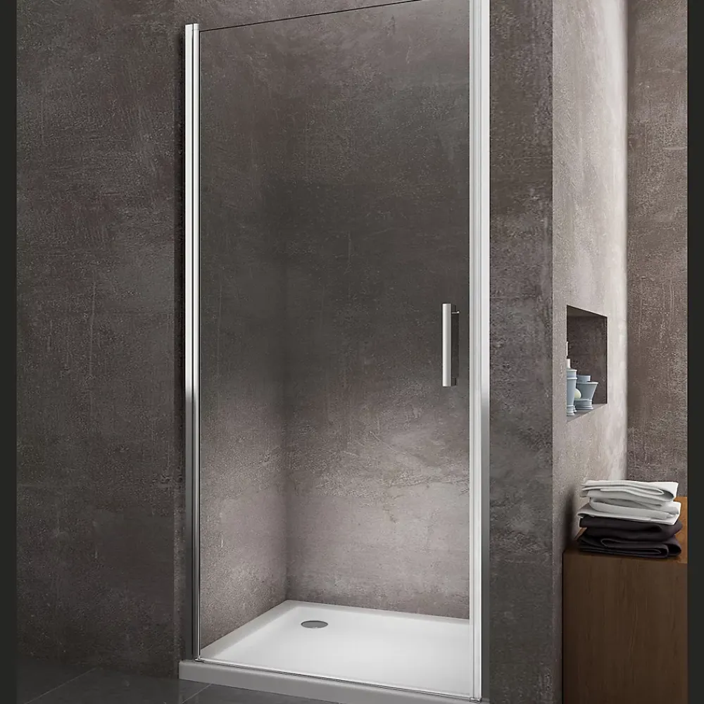 Laneri Porte de douche de 8 mm à battant pour installation en niche H.200 réversible - 69-73 cm