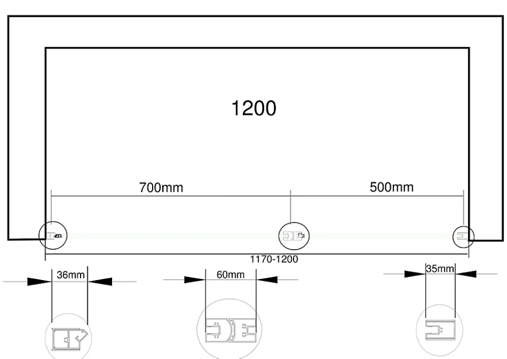 Porte De Douche|Laneri Porte de douche de 6 mm avec un petite paroi et une porte à battant dans la même ligne - 117-120 cm