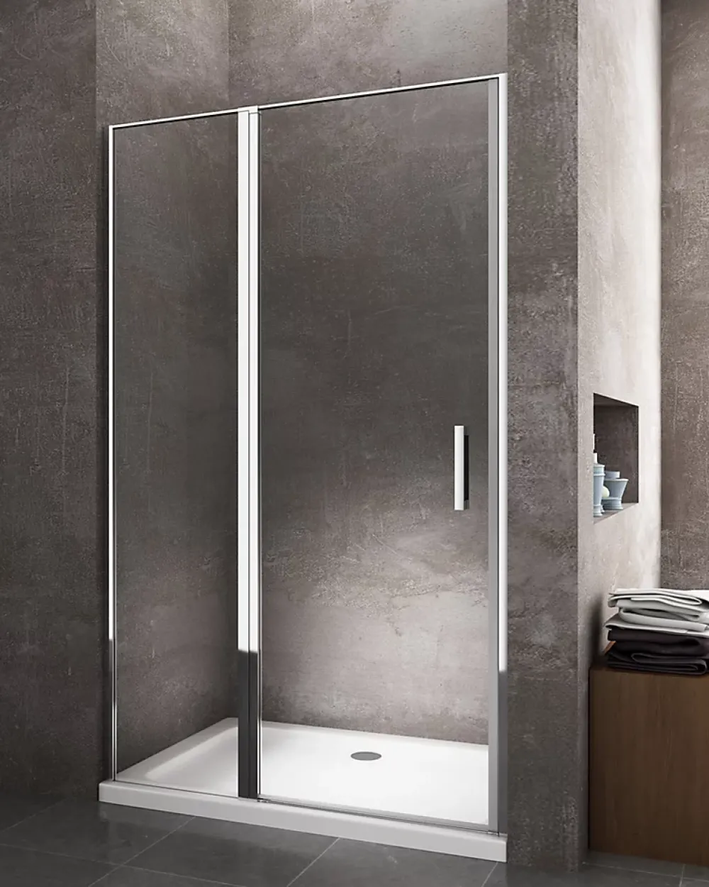 Porte De Douche|Laneri Porte de douche de 6 mm avec un petite paroi et une porte à battant dans la même ligne - 137-140 cm