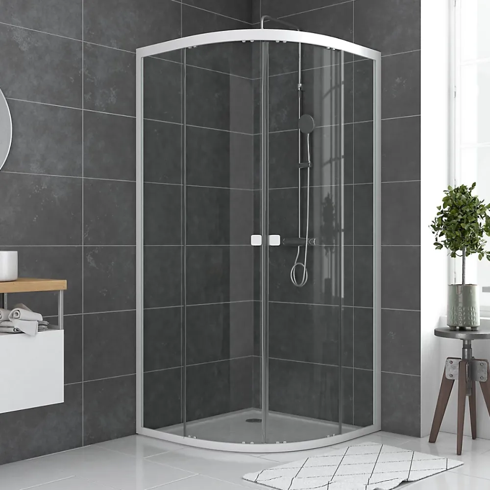 Galedo Porte de douche en angle circulaire blanc Spot 90 x 90cm