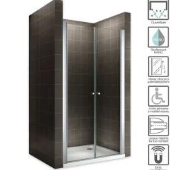Porte De Douche|Saniverre Porte de douche GINA H.195 réglable de 104 à 108 cm verre 6 mm transparent -