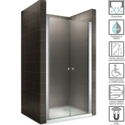 Porte De Douche|Saniverre Porte de douche GINA H.180 réglable de 76 à 80 cm verre 6 mm opaque -