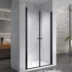 Porte De Douche|Saniverre Porte de douche GINA-BLACK H.195 cm, largeur réglable 104 à 108 cm, verre 6 mm, anticalcaire -