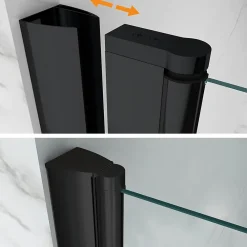 Porte De Douche|Saniverre Porte de douche GINA-BLACK H.195 cm, largeur réglable 104 à 108 cm, verre 6 mm, anticalcaire -