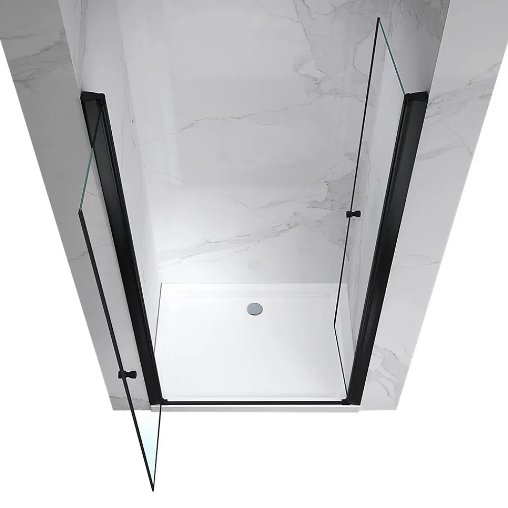 Porte De Douche|Saniverre Porte de douche GINA-BLACK H.180 cm, largeur réglable 100 à 104 cm, verre 6 mm, anticalcaire -