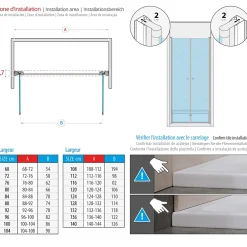 Porte De Douche|Saniverre Porte de douche GINA-BLACK H.180 cm, largeur réglable 100 à 104 cm, verre 6 mm, anticalcaire -