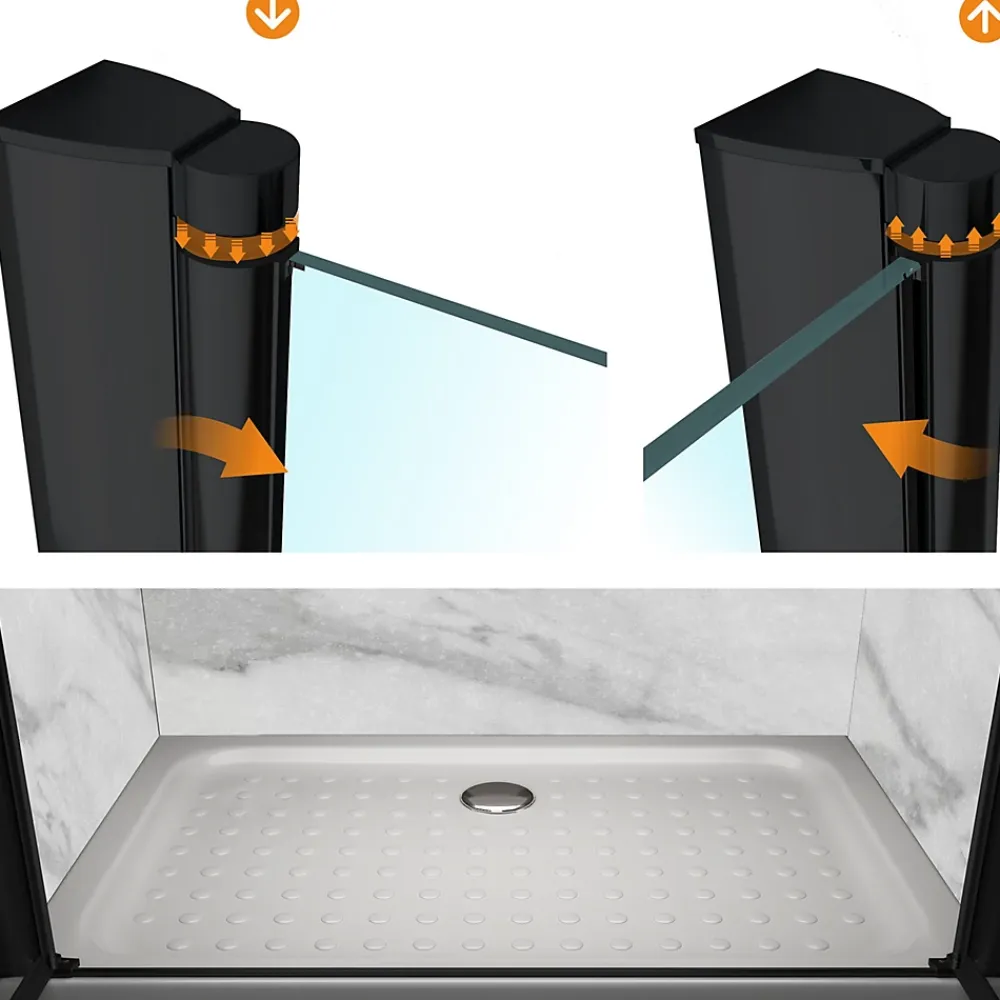 Porte De Douche|Saniverre Porte de douche GINA-BLACK H.180 cm, largeur réglable 100 à 104 cm, verre 6 mm, anticalcaire -