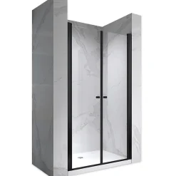 Porte De Douche|Saniverre Porte de douche GINA-BLACK H.180 cm, largeur réglable 100 à 104 cm, verre 6 mm, anticalcaire -