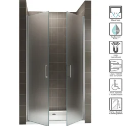 Saniverre Porte de douche KAYA H.185 réglable de 86 à 89 cm verre 6 mm opaque -
