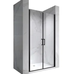 Saniverre Porte de douche KAYA-BLACK H. 195, l. 95-98 cm, verre transparent 6 mm anticalcaire -