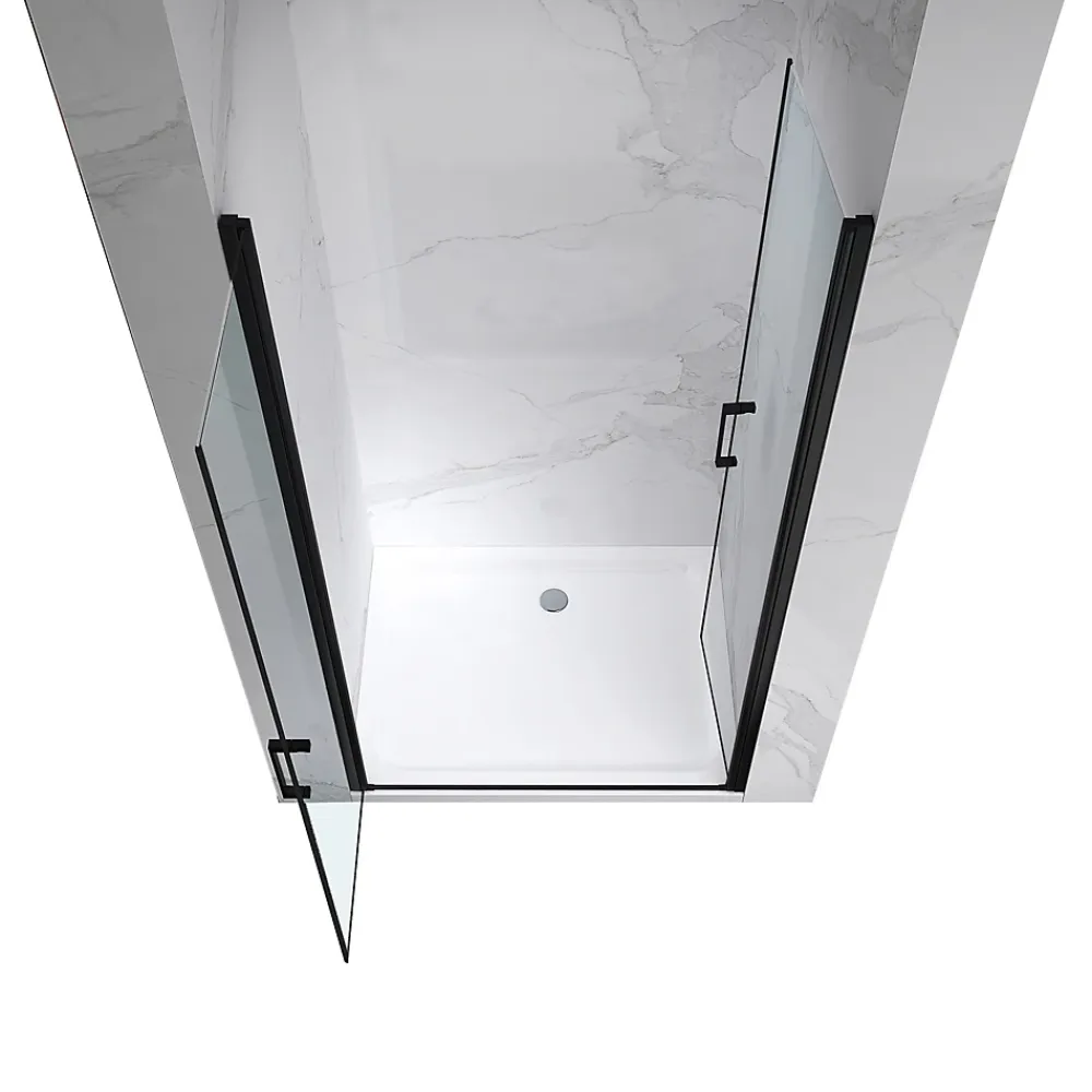 Saniverre Porte de douche KAYA-BLACK H. 195, l. 77-80 cm, verre transparent 6 mm anticalcaire -