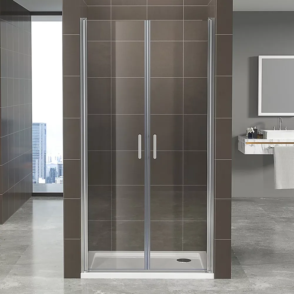Saniverre Porte de douche KIMI H.180 largeur réglable 88 à 91 cm verre transparent -