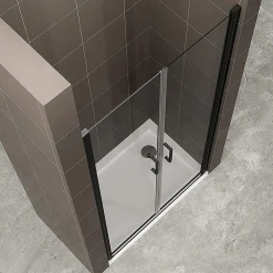 Saniverre Porte de douche KIMIBLACK H.180 largeur réglable 76 à 79 cm verre transparent -