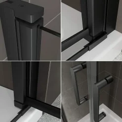 Saniverre Porte de douche KIMIBLACK H.180 largeur réglable 76 à 79 cm verre transparent -