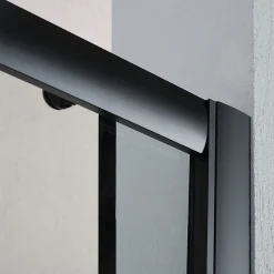 Porte De Douche|Kiamami Valentina Porte de douche niche 150 cm avec porte coulissante et cadre en aluminium noir mat