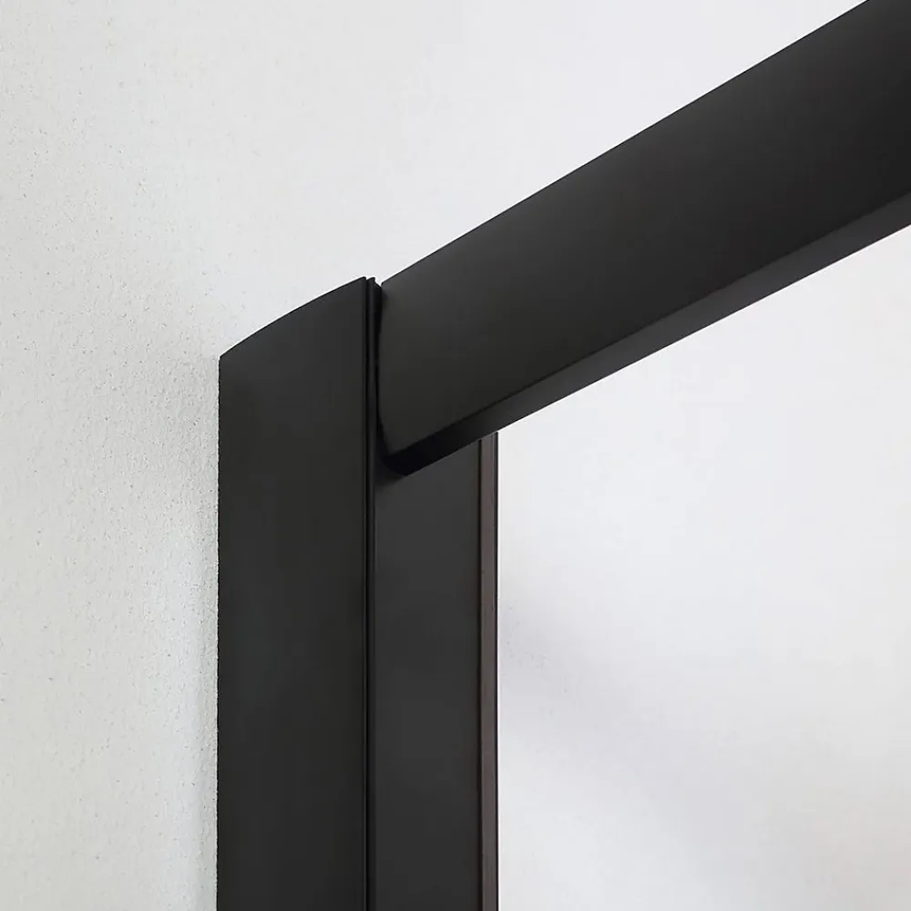 Porte De Douche|Kiamami Valentina Porte de douche niche 150 cm avec porte coulissante et cadre en aluminium noir mat