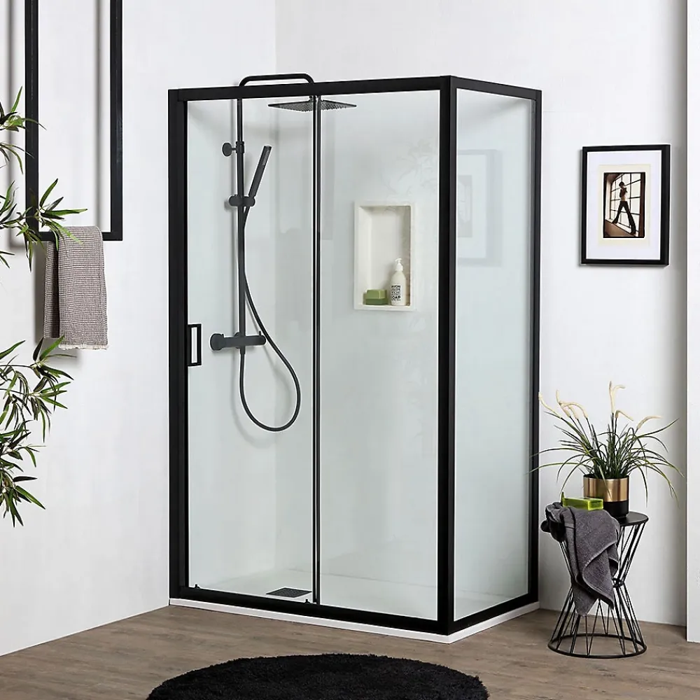Kiamami Valentina Porte De Douche Niche 120 Cm Avec Côté Fixe 80 Cm Avec Verre Trempé Transparent 6 Mm - City