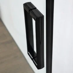 Kiamami Valentina Porte de douche noir mat 140 cm niche avec porte coulissante - city