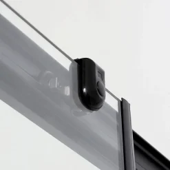 Kiamami Valentina Porte de douche noir mat 140 cm niche avec porte coulissante - city