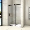 Porte De Douche|AICA Sanitaire Porte De Douche Noire Coulissante 140x200cm Porte De Douche Coulissante Noir En 8mm Verre Anticalcaire