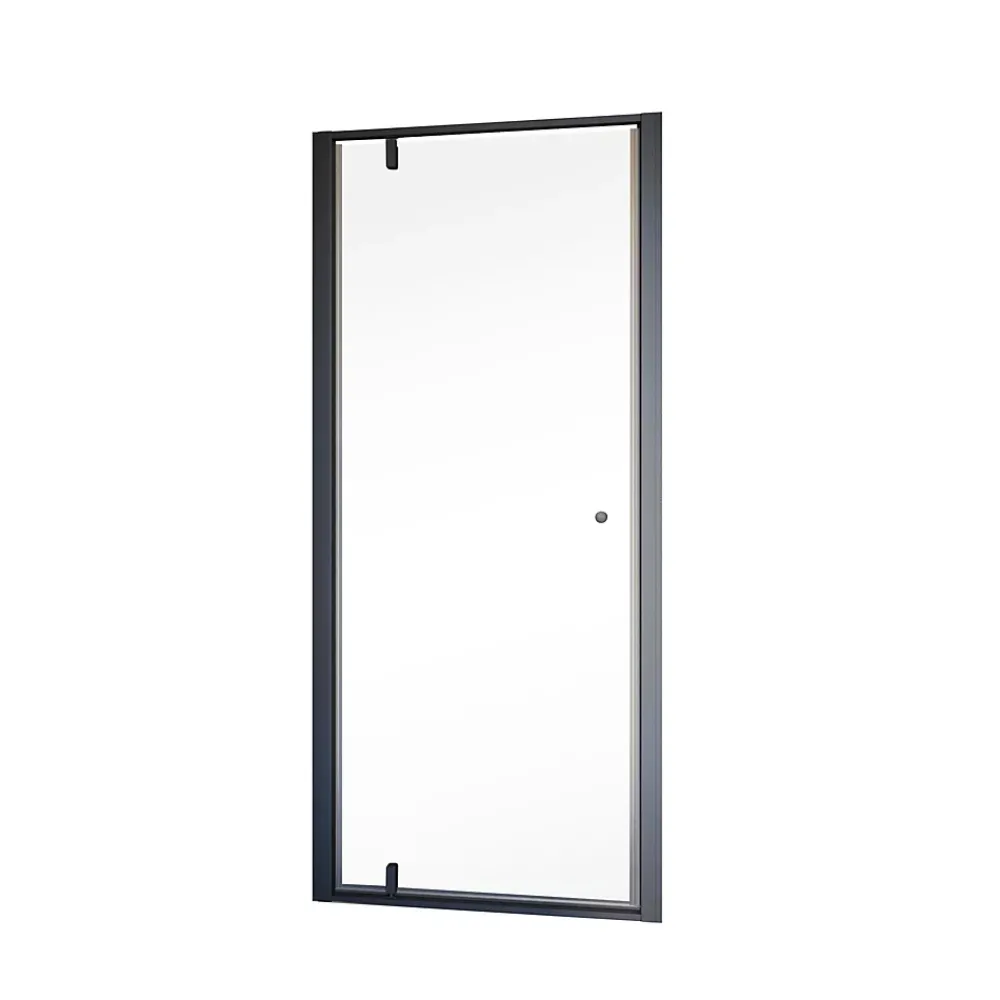 Porte De Douche|Schulte Porte de douche pivotante en niche l.90 x H.200 cm, verre transparent, profilé noir mat, Impériale